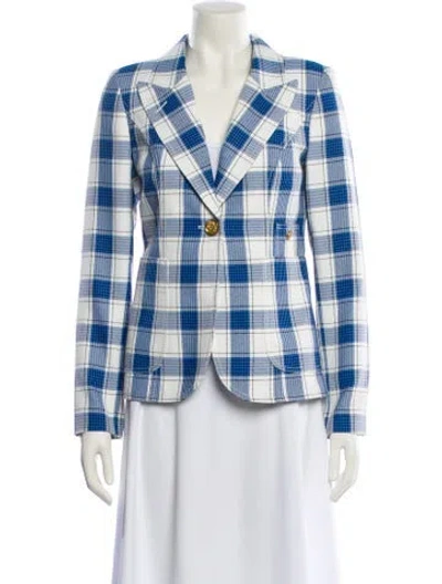 Pre-owned Smythe Plaid Print Blazer In Blue