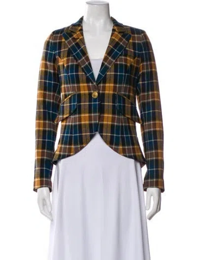 Pre-owned Smythe Plaid Print Blazer In Blue