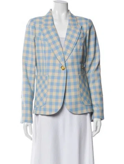 Pre-owned Smythe Plaid Print Blazer In Blue