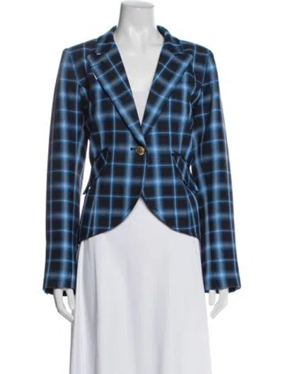 Pre-owned Smythe Plaid Print Blazer In Blue