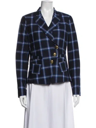 Pre-owned Smythe Plaid Print Blazer In Blue