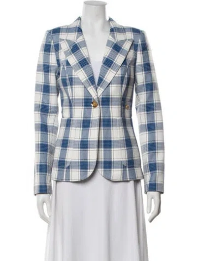 Pre-owned Smythe Plaid Print Blazer In Blue