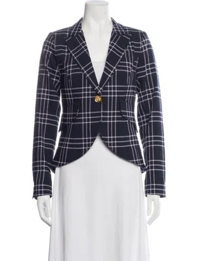 Pre-owned Smythe Plaid Print Blazer In Blue