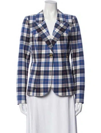 Pre-owned Smythe Plaid Print Blazer In Blue