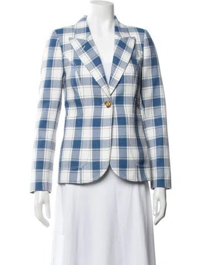 Pre-owned Smythe Plaid Print Blazer In Blue