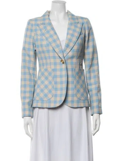 Pre-owned Smythe Plaid Print Blazer In Blue