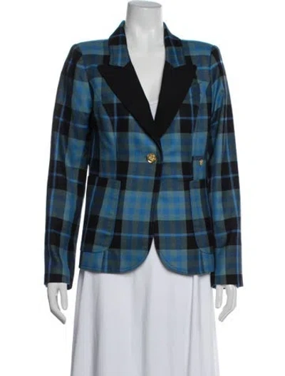 Pre-owned Smythe Plaid Print Blazer In Blue