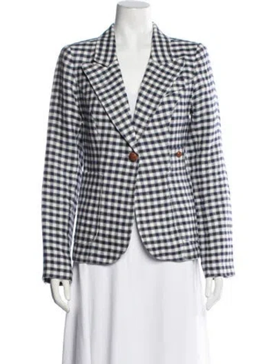 Pre-owned Smythe Plaid Print Blazer In Blue/white
