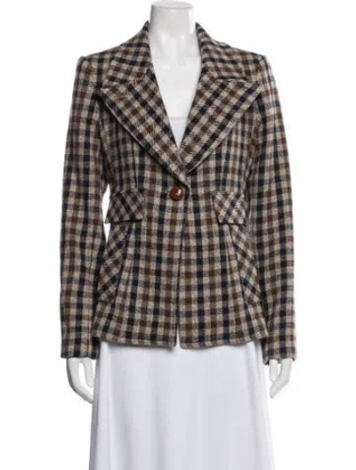 Pre-owned Smythe Plaid Print Blazer In Brown