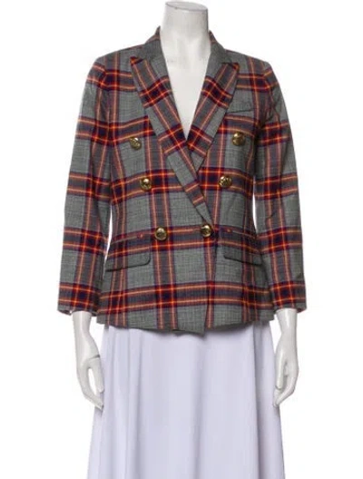 Pre-owned Smythe Plaid Print Blazer In Gray