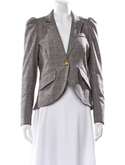 Pre-owned Smythe Plaid Print Blazer In Gray
