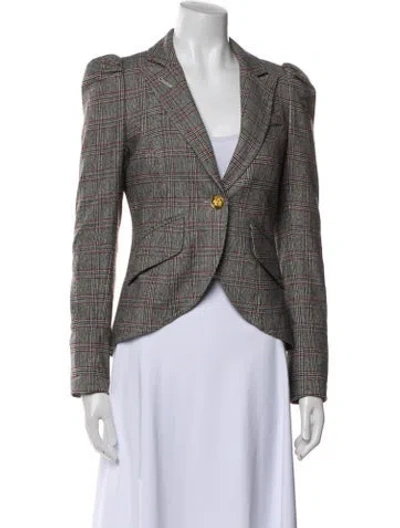 Pre-owned Smythe Plaid Print Blazer In Gray