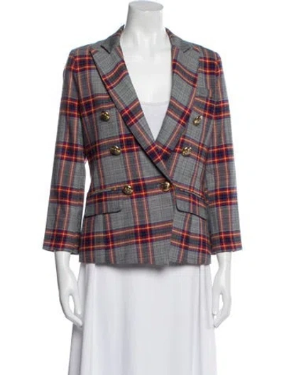 Pre-owned Smythe Plaid Print Blazer In Gray