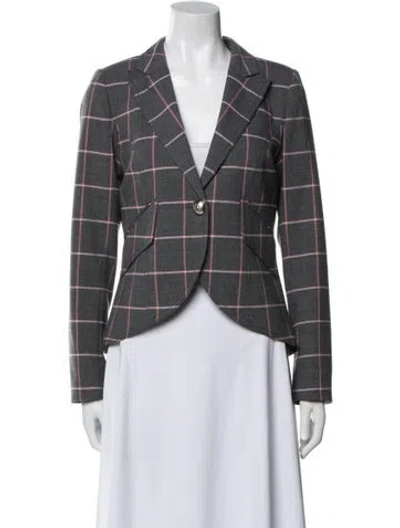 Pre-owned Smythe Plaid Print Blazer In Gray