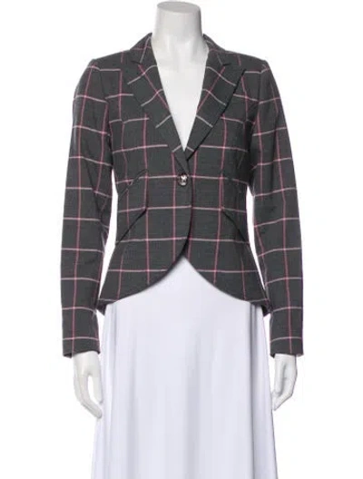 Pre-owned Smythe Plaid Print Blazer In Gray