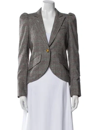 Pre-owned Smythe Plaid Print Blazer In Gray