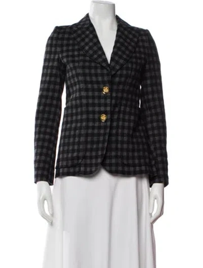 Pre-owned Smythe Plaid Print Blazer In Gray