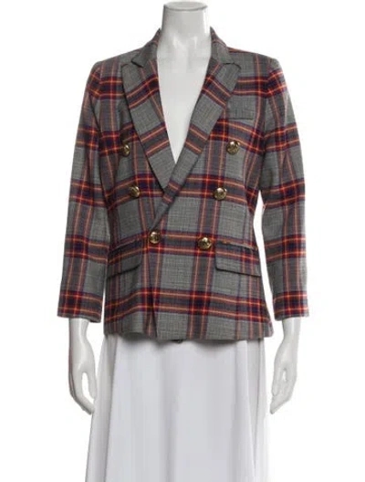 Pre-owned Smythe Plaid Print Blazer In Gray