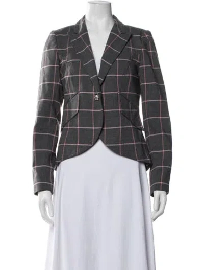 Pre-owned Smythe Plaid Print Blazer In Gray