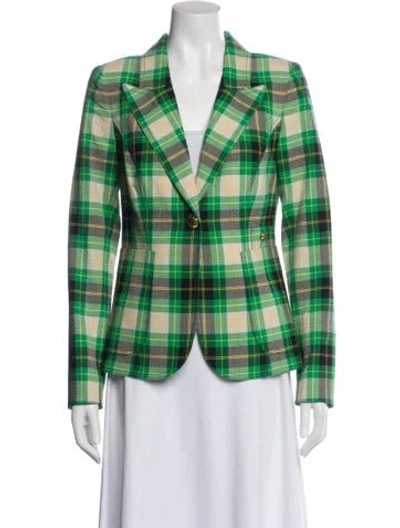 Pre-owned Smythe Plaid Print Blazer In Green