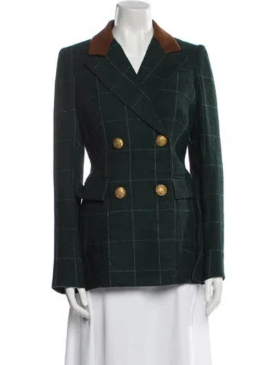 Pre-owned Smythe Plaid Print Blazer In Green