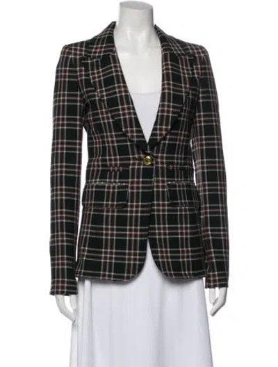 Pre-owned Smythe Plaid Print Blazer In Green