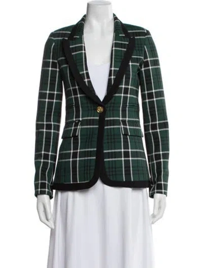 Pre-owned Smythe Plaid Print Blazer In Green