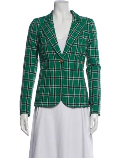 Pre-owned Smythe Plaid Print Blazer In Green