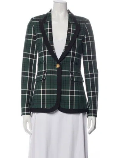 Pre-owned Smythe Plaid Print Blazer In Green