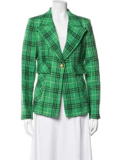 Pre-owned Smythe Plaid Print Blazer In Green