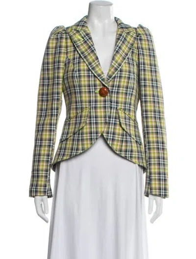 Pre-owned Smythe Plaid Print Blazer In Green