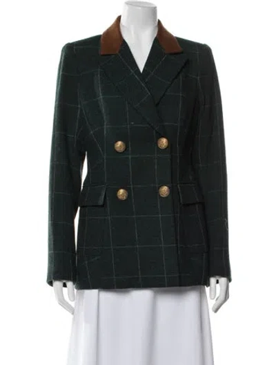 Pre-owned Smythe Plaid Print Blazer In Green