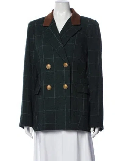 Pre-owned Smythe Plaid Print Blazer In Green
