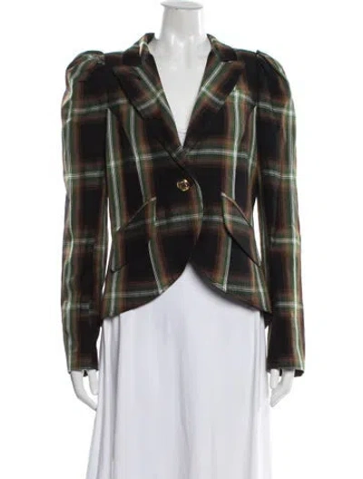 Pre-owned Smythe Plaid Print Blazer In Green