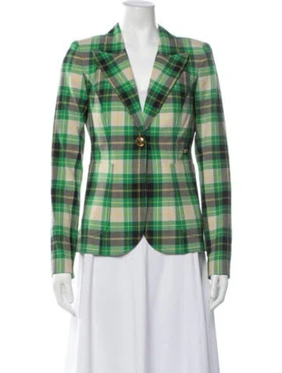 Pre-owned Smythe Plaid Print Blazer In Green