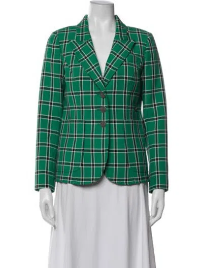Pre-owned Smythe Plaid Print Blazer In Green