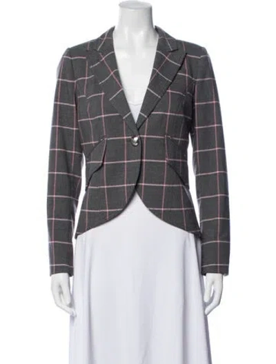 Pre-owned Smythe Plaid Print Blazer In Grey
