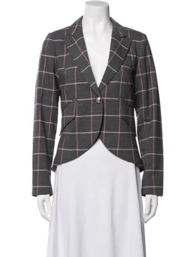 Pre-owned Smythe Plaid Print Blazer In Grey