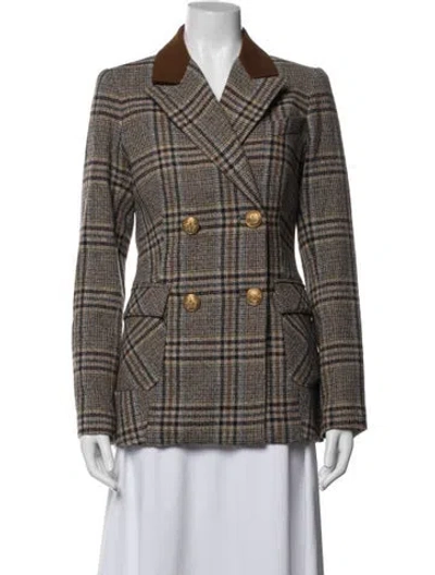 Pre-owned Smythe Plaid Print Blazer In Neutral