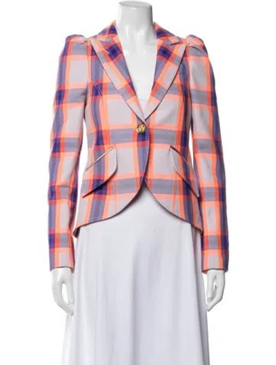 Pre-owned Smythe Plaid Print Blazer In Orange