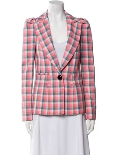 Pre-owned Smythe Plaid Print Blazer In Pink