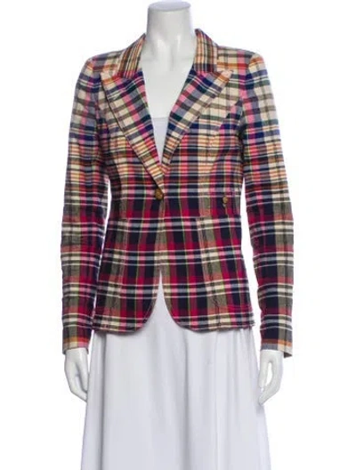 Pre-owned Smythe Plaid Print Blazer In Pink