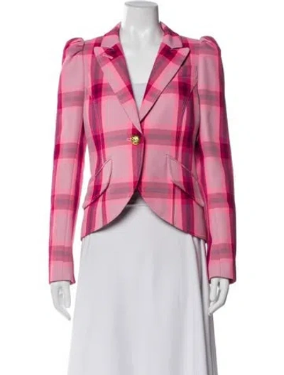 Pre-owned Smythe Plaid Print Blazer In Pink