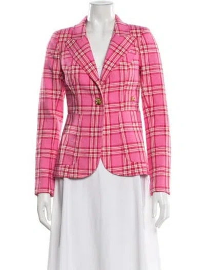 Pre-owned Smythe Plaid Print Blazer In Pink