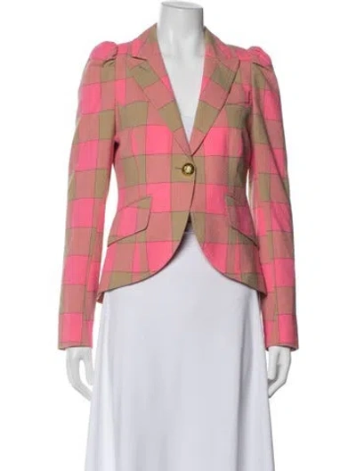Pre-owned Smythe Plaid Print Blazer In Pink