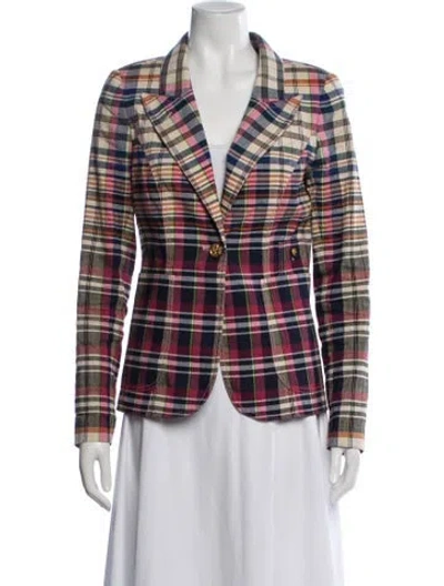 Pre-owned Smythe Plaid Print Blazer In Pink