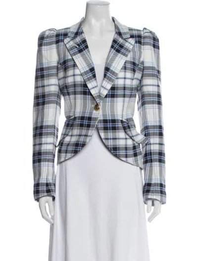 Pre-owned Smythe Plaid Print Blazer In Pink