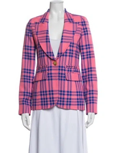 Pre-owned Smythe Plaid Print Blazer In Pink
