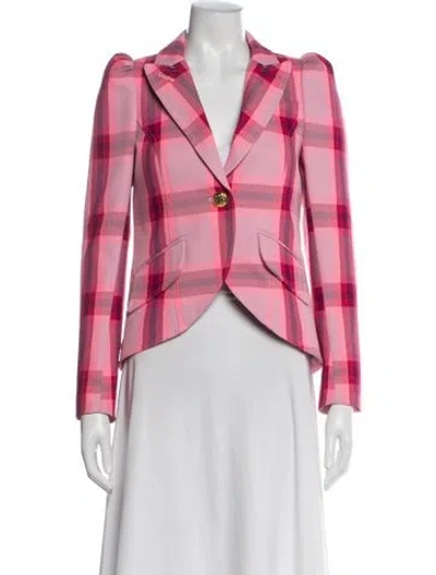 Pre-owned Smythe Plaid Print Blazer In Pink