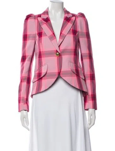 Pre-owned Smythe Plaid Print Blazer In Pink